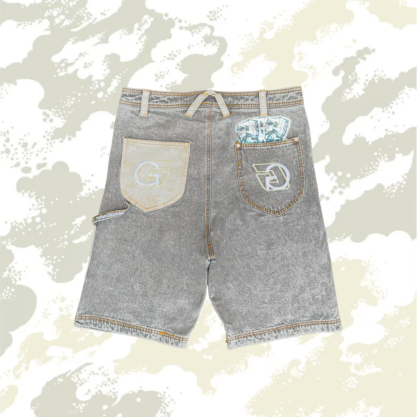 RAW-GREY CAMO JORTS